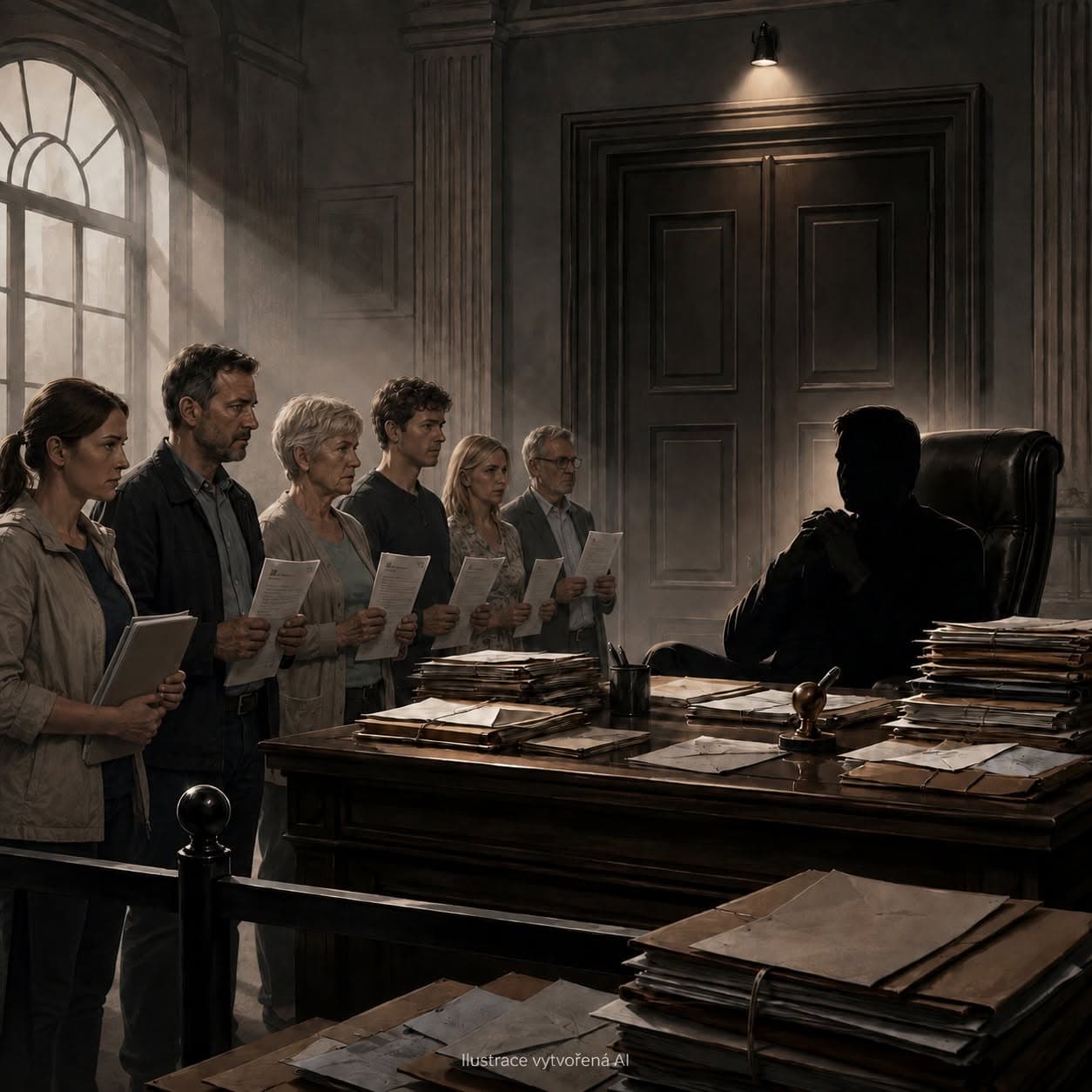 Ilustrace občanů předkládajících své podněty vedení obce